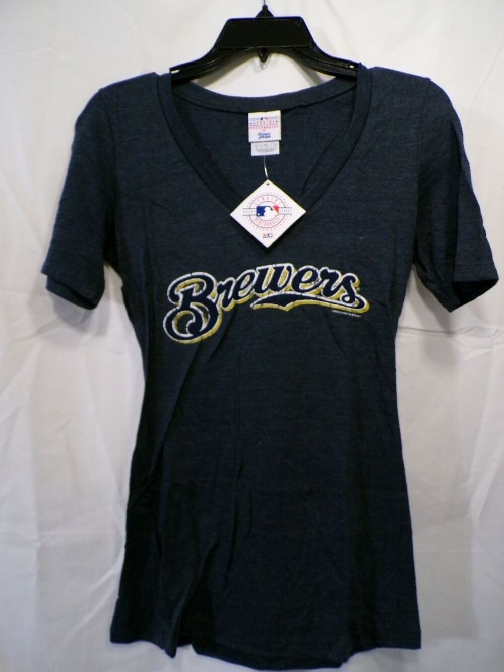 Campus Lifestyle Women's Milwaukee Brewers V Neck T-Shirt M Navy